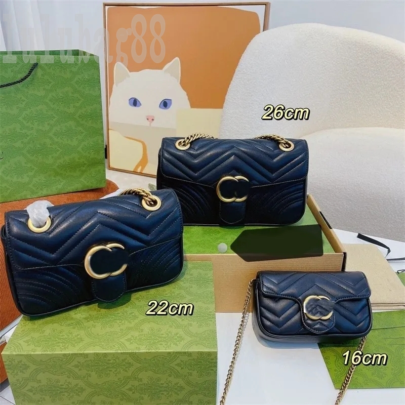 

Mini marmont designer bag womens shoulder bags medium size brown fashionable purse genuine leather black white green flap crossbody bag plated gold chain Q2, 4#