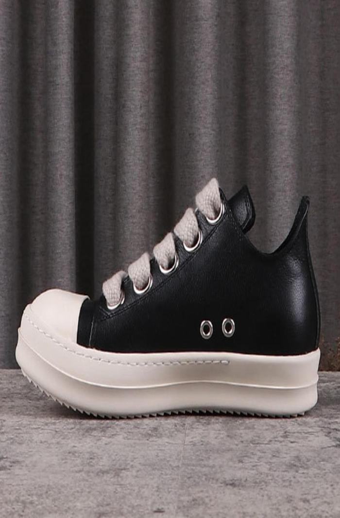 

ricks owen shoes 2022s Men039s Casual Shoes Rick Genuine Leather Thick Bottom Nverted Triangle Shoes for Women Male Sneakers Ju1495131, Black