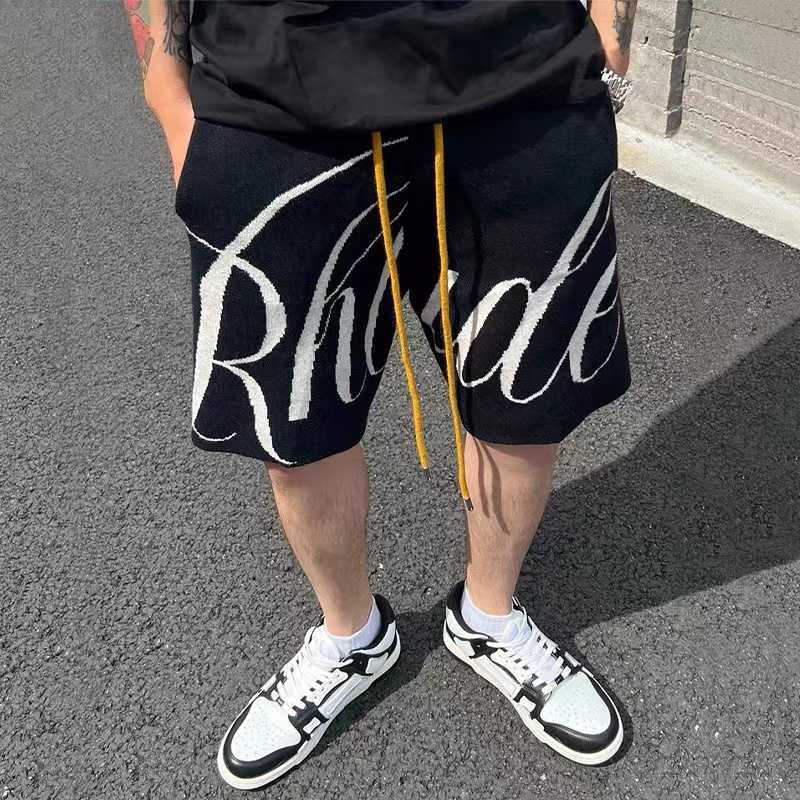 

Designer Clothing Rhude Summer New Trend Brand American Sports Casual Pure Cotton Vintage Loose Fit Men's Basketball Split Shorts Couples Joggers Sportswear, Blue