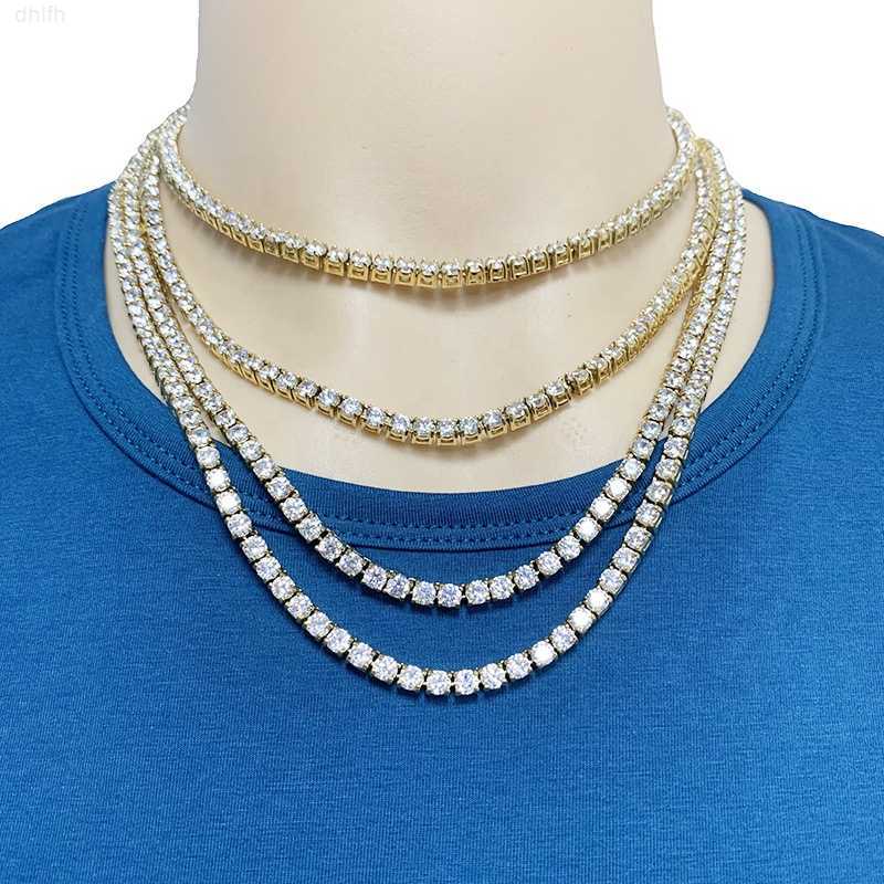 

Mens Pvd Gold Plated Hot Sell Ready to Ship Stock One Row 4mm Cubic Zirconia Cz Stainless Steel Tennis Chain