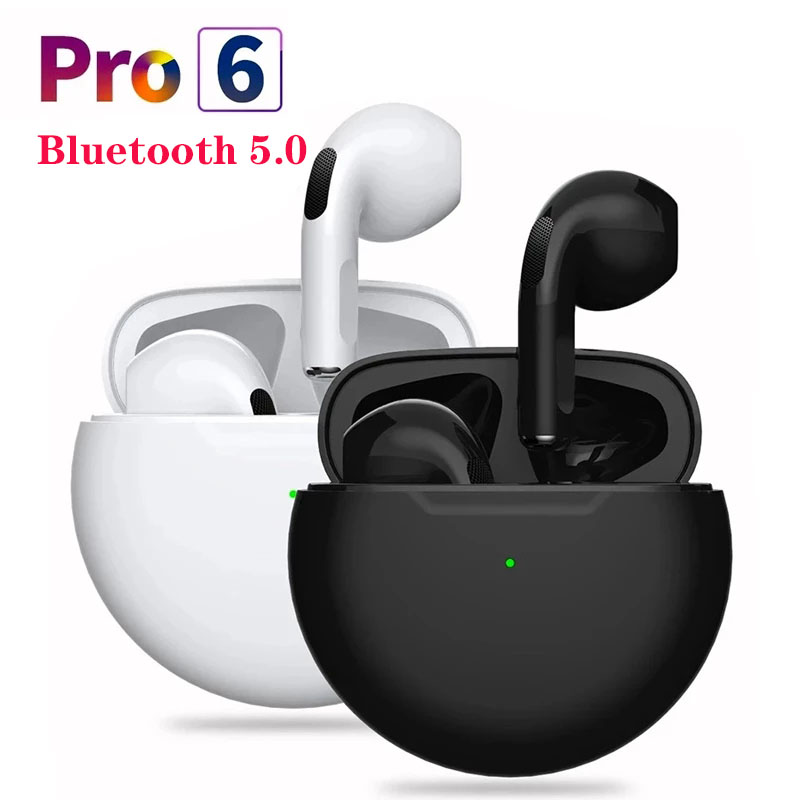 

Air Pro 6 TWS Wireless Headphones Earbuds with Mic Fone Bluetooth Earphones Sport Running Earpiece for Smart Mobile Cell Phone, Black