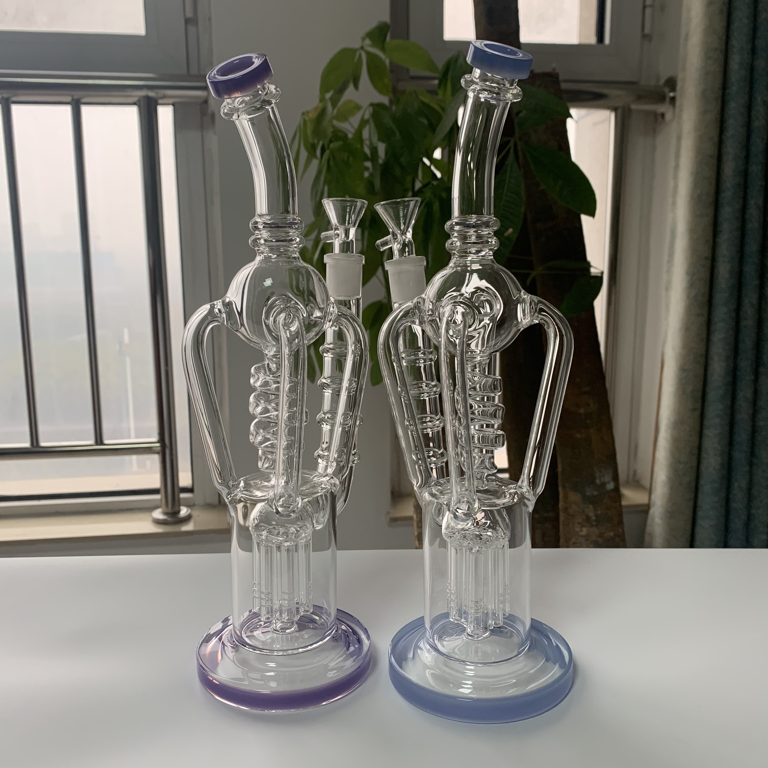 

12.5 inch water recyclers rig dab bongs glass water hookah pipes purple