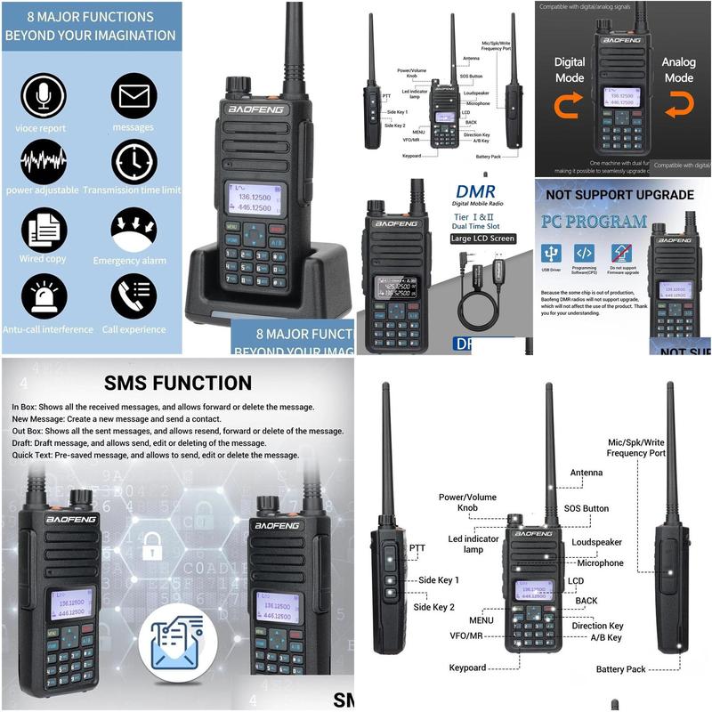 Walkie Talkie Baofeng DR 1801 DMR Two Way Radio Dual Band Tier I II Time Slot Uhf Digital Poste 231117