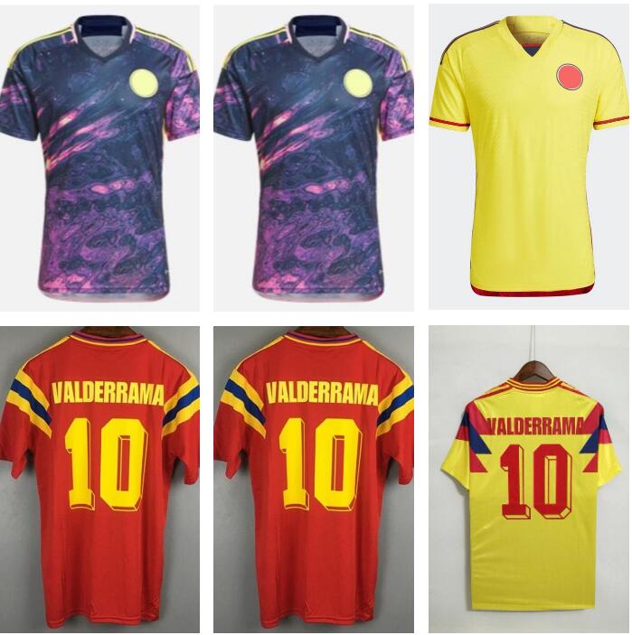 

1990 Colombia VALDERRAMA GUERRERO Retro Mens Soccer Jerseys 2023 2024 ESCOBAR Memoria Home Away Football Shirt Classic Uniforms JAMES FALCAO 22 23 24
