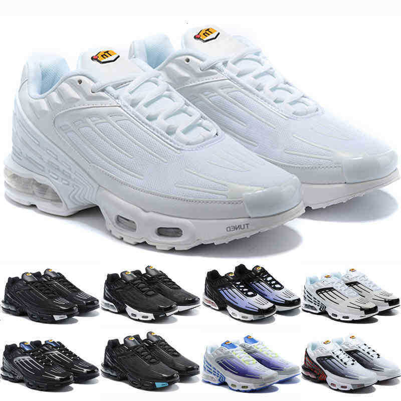 

WITH BOX Designer Topest Quality Tn Plus 3 III Men Women Running Shoes Triple White Black Laser Blue OG Red Trainers Boys Sneakers Outdoor Sports Chaussures, #1 triple white