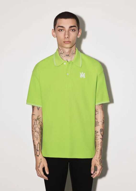 

Designer Fashion Clothing Tees Tshirt Amiiri Summer New Short Sleeve Top Cotton Slim Fit Men's Versatile Polo Collar Solid Color Printed T-shirt Luxury Tops For sale, Paragraph 1