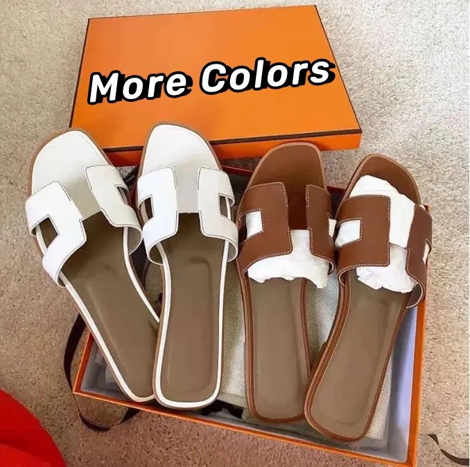 designer genuine leather Identical slippers women wear net red casual holiday beach slippers outside summer spring flat sandals women with dustba