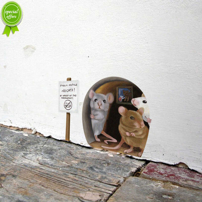 

New Realistic Mouse Hole Wall Stickers for Corner Stairs Funny Cute Mouse Home Decorative Wall Decals Decorative Stickers