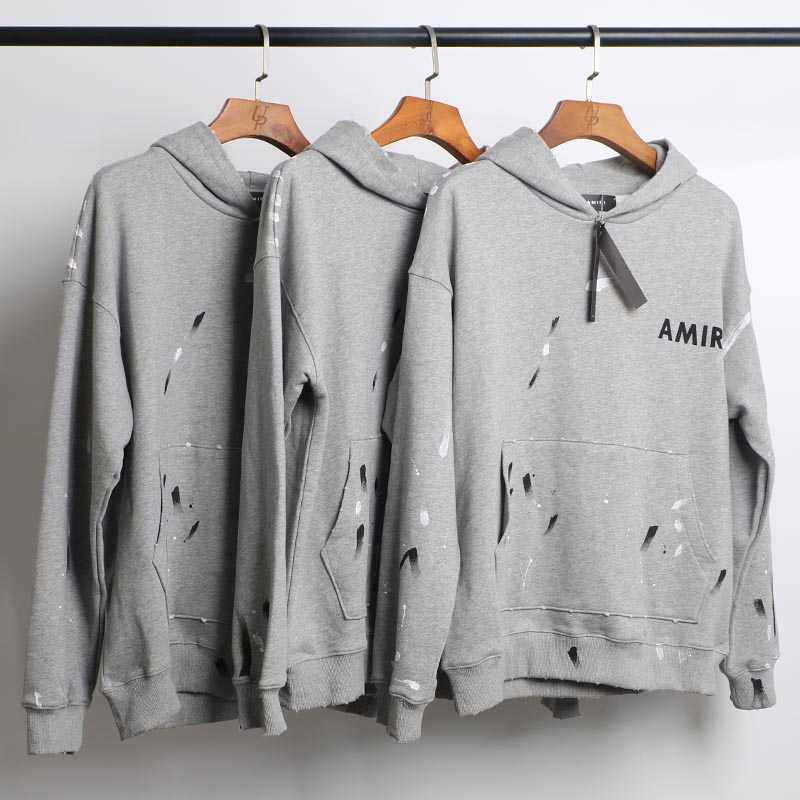

Designer Clothing Sweatshirts Hoodies Amiiri Same Style 23 New Worn Hoodie High Street Speckled Ink Couple Loose Hoodie Trend Pullover jacket Tops Sportswear, Shipping fee