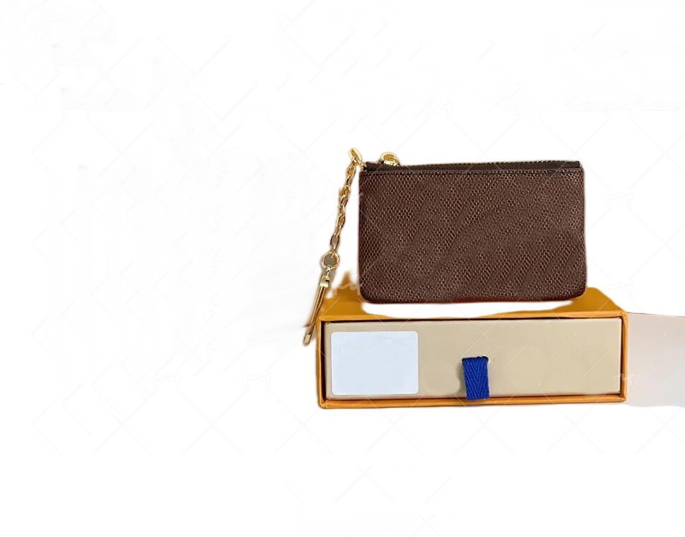 

KEY POUCH Designers Coin Purse Mini Holder Wallet Women Mens Keychain Ring Credit Card Holder Luxurys Original Box Wallets Purse, Brown grid
