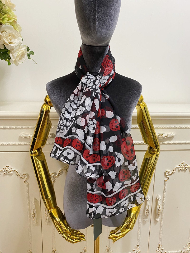 

women's long scarf scarves shawl 100% silk material pint letters leopard pattern size 130cm - 100cm