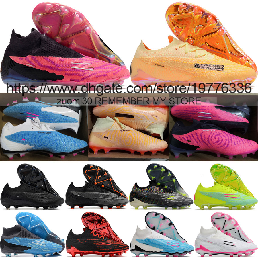 

send with bag Football Boots Phantom GX Elite FG Mens Ghost Knit Socks Soccer Cleats Outdoor Training Low and High Ankle Firm Ground Leather Football Shoes Size US 6.5-12, Low 1