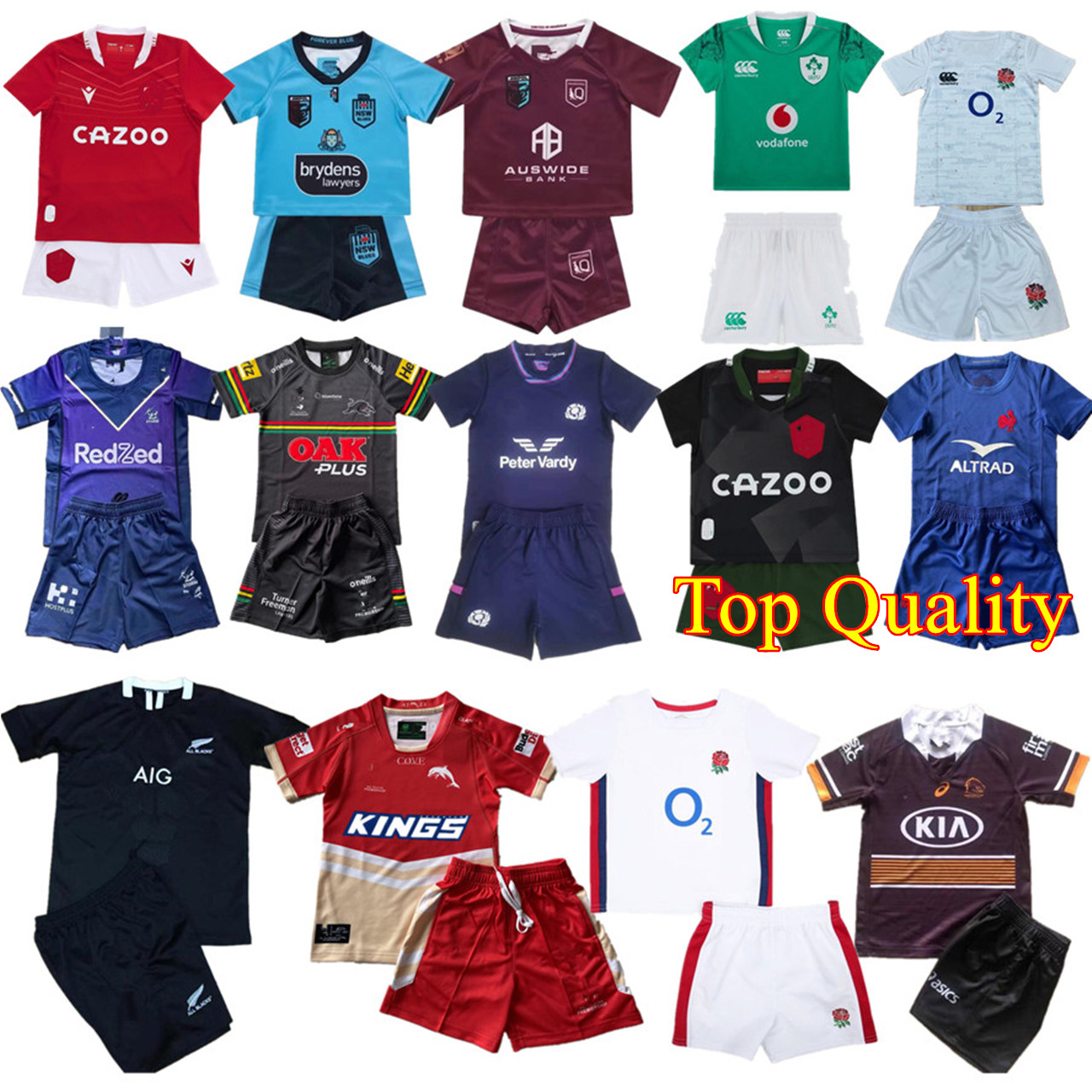 

2023 ireland Scotland england tiger GAA mercede rugby FORMULA F1 blue Horton kids sets 22/23 new maroons Tonga youth children boys training match kit Top quality, 10