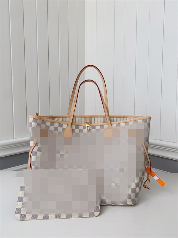 

High grade Famous handbag designer women bag classical woman size Genuine with Leather Serial Number large capacity shoulder tote bags day, White grid