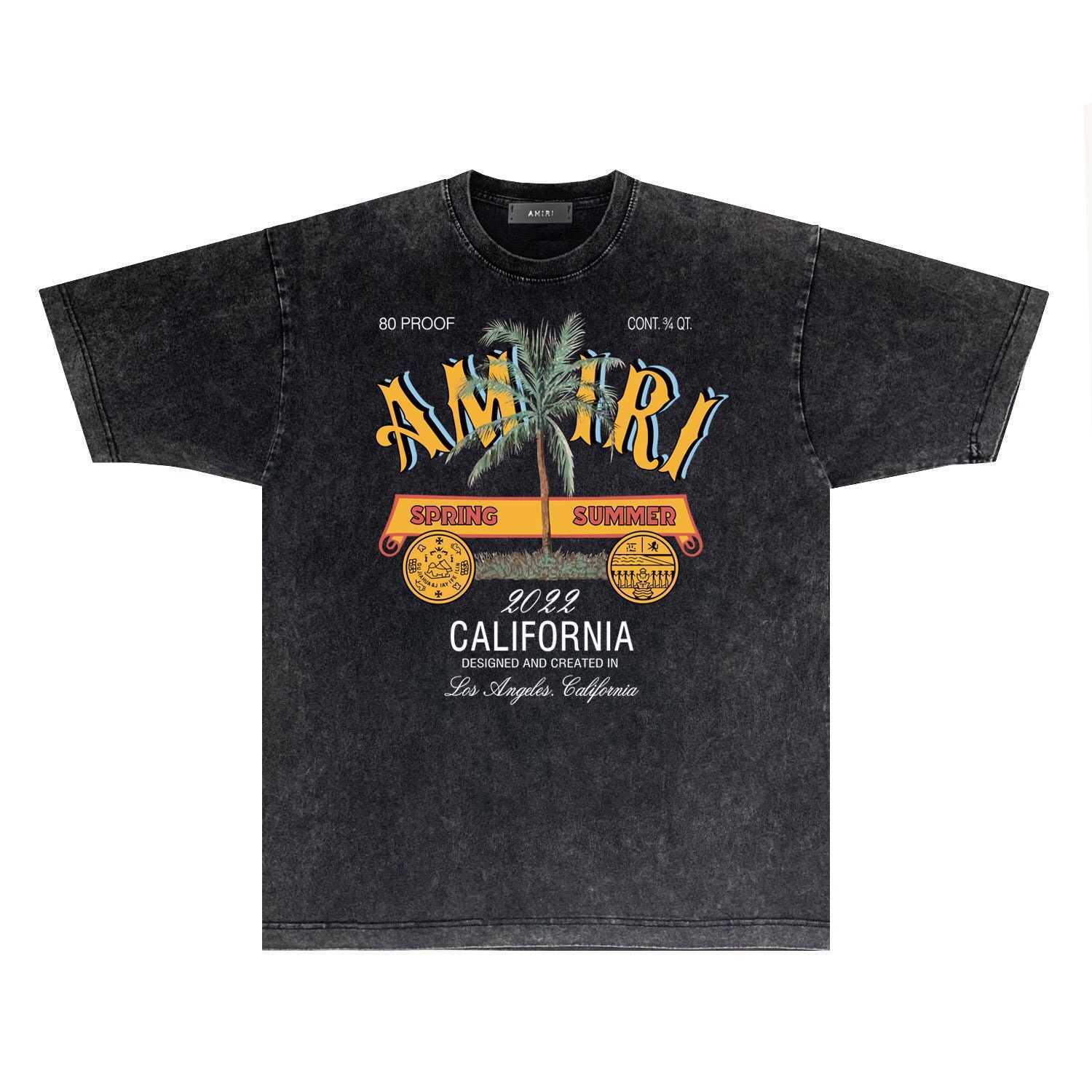 

Designer Fashion Clothing Tees Tshirt Amiiri Summer New Coconut Scales Washed Old Short Sleeve T-shirt Men Luxury Streetwear for sale Luxury Casual Tops, Wash black