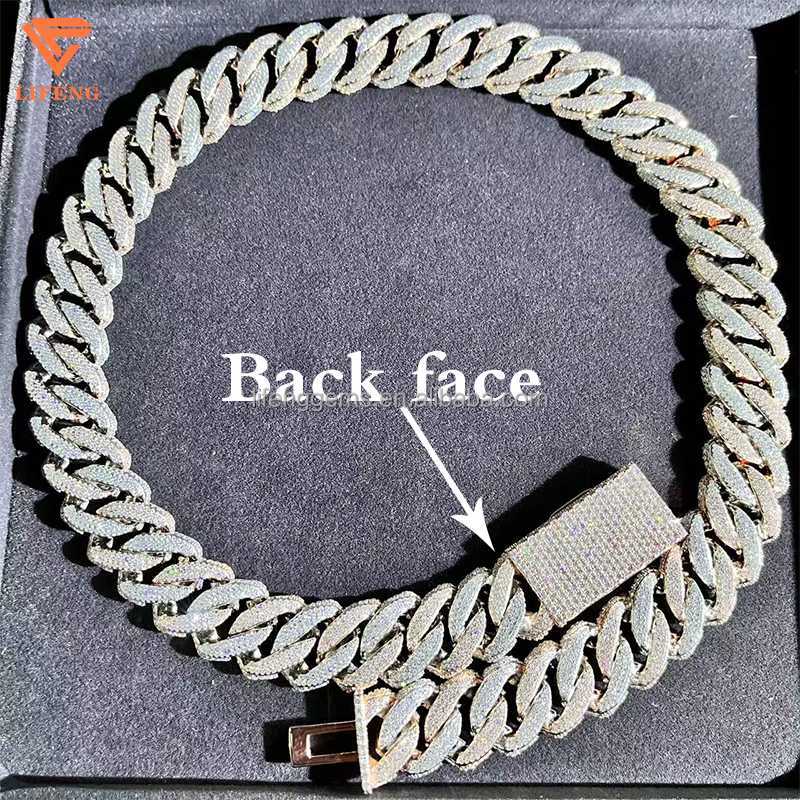 

Lifeng Iced Out Moissanite Jewelry Two Tone Plated Hip-hop Chain Three-sided Full of Diamond Pendant Necklace Set