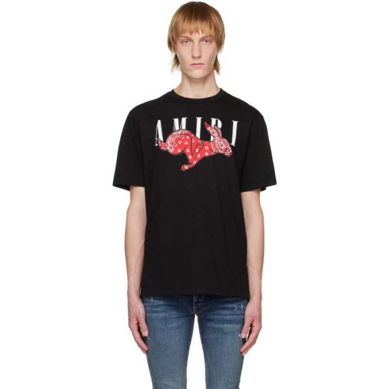 

Designer Fashion Clothing Tees Tshirt Amiiri 23ss Classic Rabbit Limited Letter Pattern Printed Men's Women's Casual Loose Short Sleeve T-shirt Fashion Streetwear, Black