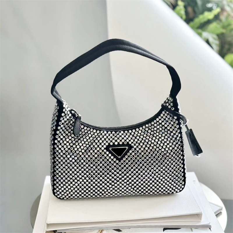 Luxury Designer Shiny rhinestone crystal bags Womens fashion diamond handbags Totes purse Underarm bag mens lady hobo Cross Body Shoulder armpit Clutch pink Bags 