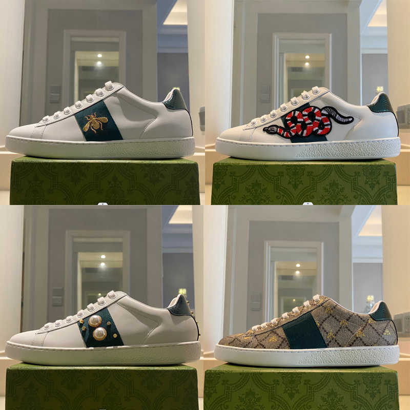 

Shoes Classic Trainers Love Leather Sneaker Flower Embroidered Python Tiger Cock 100% Ace Men Women New Colors Size US5-13.5 NO9, 20