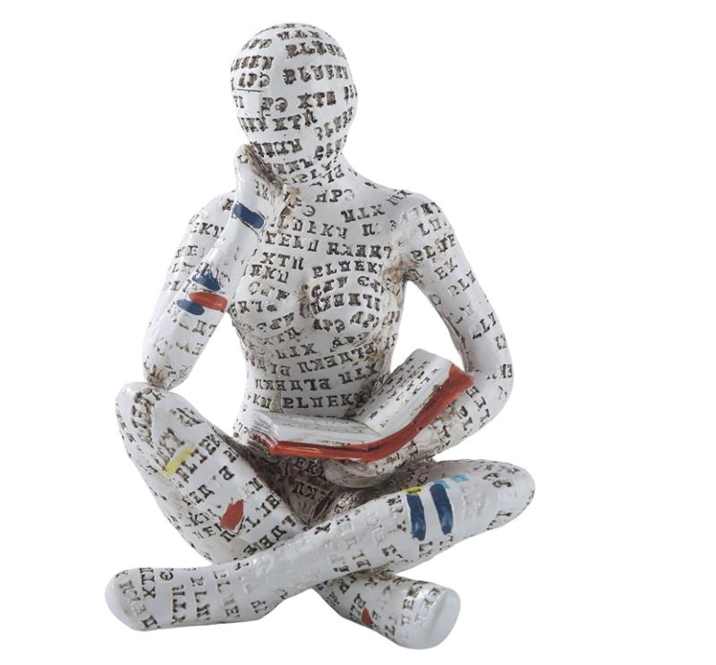 

Reading Woman Statue Sculptures Paper Pulp Desk Ornaments Resin Handmade Craft Office Home Tabletop Indoor Accessories Decor