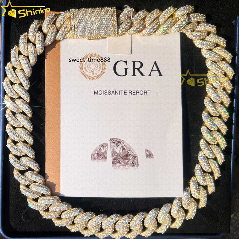 

20mm Chain Hiphop Ice Cut Diamond Miami Cuban Link Chain Men's Necklace S925 Sterling Silver Moissanite Cuban Chain