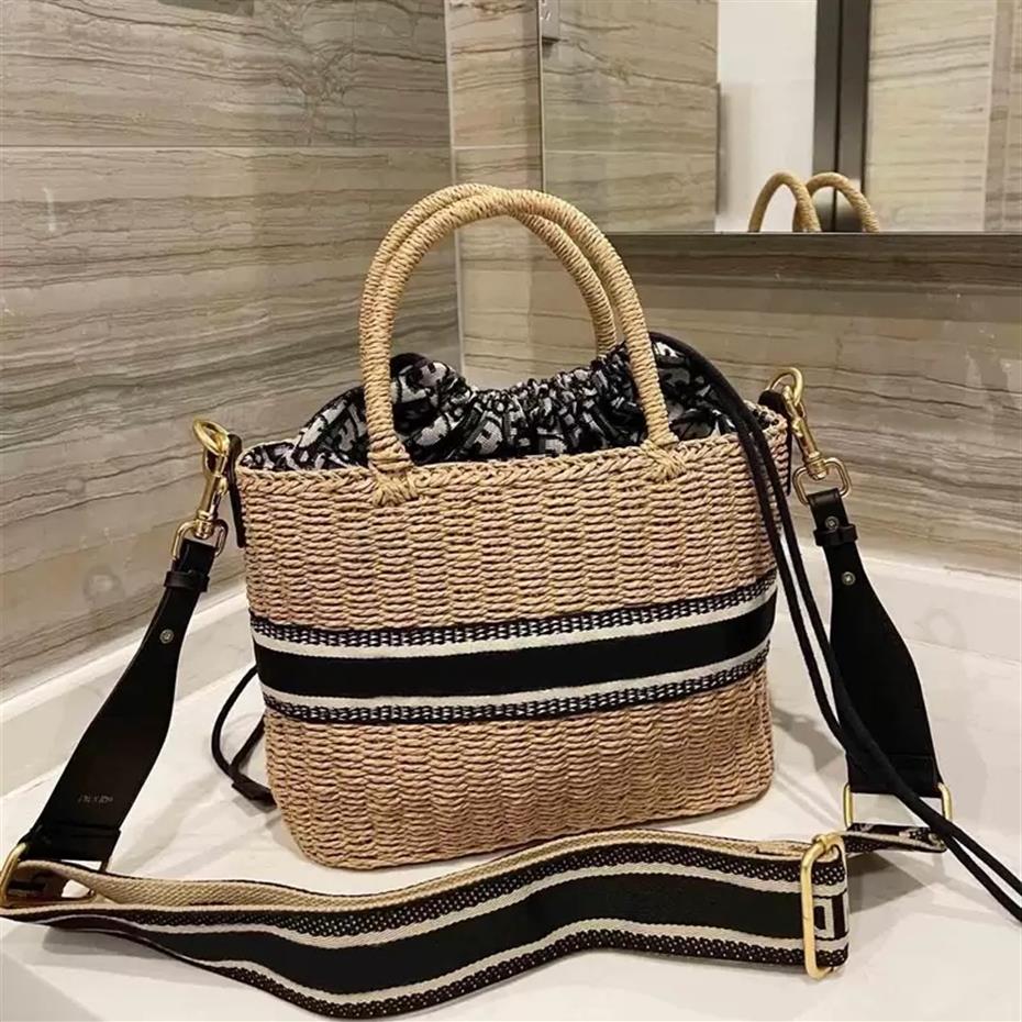 

Summer Beach Straw Bags Casual Rattan Women Handbags Wicker Woven Female Totes Large Capacity Lady Buckets Messenger shoulder shop244R, Blue