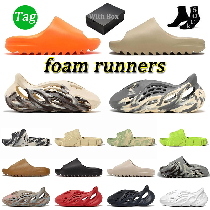 

with box foam runners designer sandals slides men women slipper slide desert sand resin bone pantoufle foamrunner trainers yeezzy slide yezzy sliders size 36-48, A1 black grey 36-45