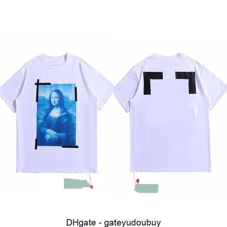 

Offs Men's T-shirts White Mona Lisa Print Short T-shirt Brand Men and Women Lovers Loose Round Neck Half Sleeve Printed Letter x the Back U5CD, 21
