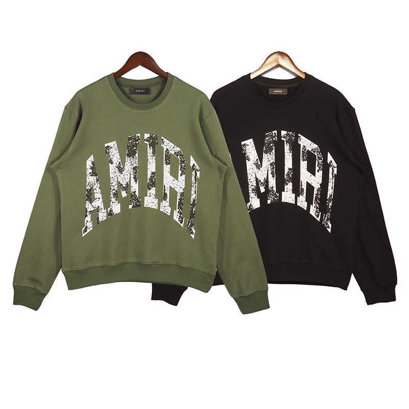 

Designer Clothing Sweatshirts Hoodies Amiiri Vintage Three-dimensional Foam Gradient Crack Letter Printing Men' Women' Loose Pullover Sweater for sale, Shipping fee