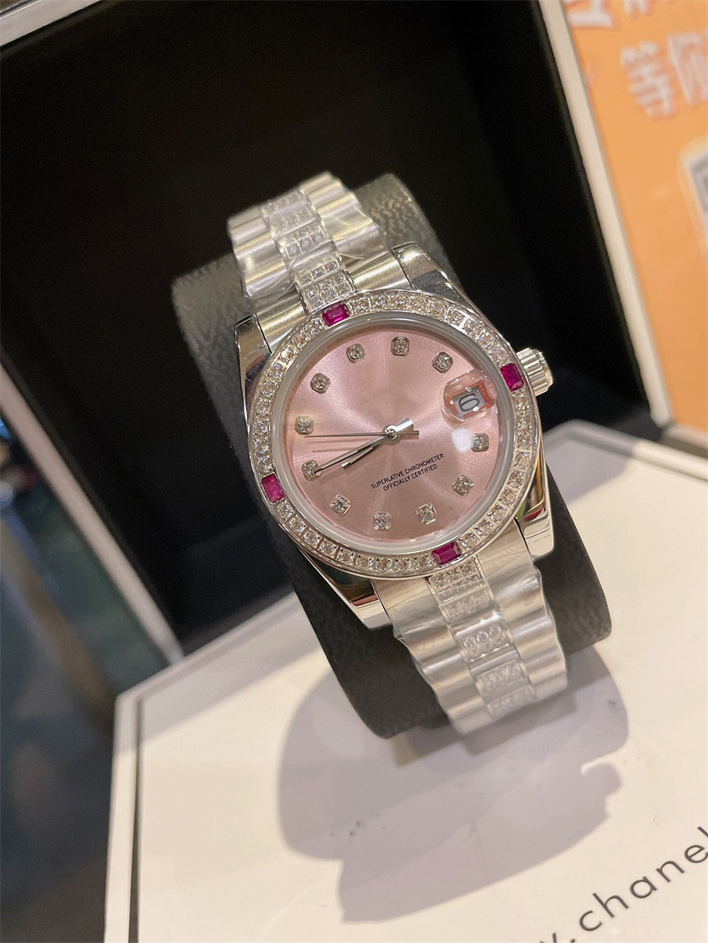 

New Luxury Women's Watch Quartz Battery Watch Three Beads with Drill Ring Smooth Surface 31mm, Color3