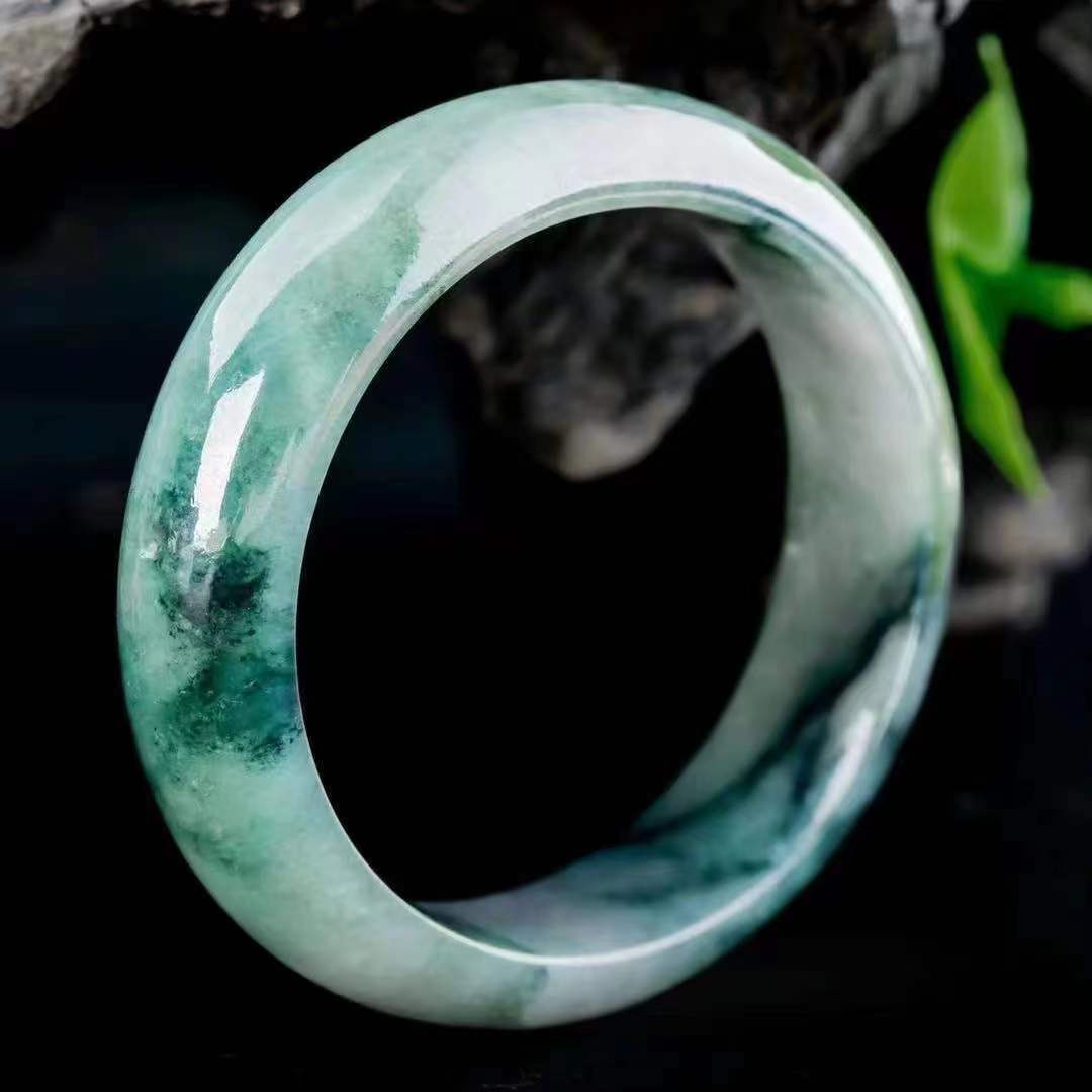 

Natural Jade Bracelet Ice Yellow and Green Floating Flower Myanmar Original Stone High end Jade Bracelet Female Jade