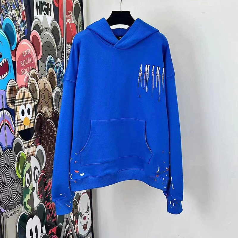 

Designer Clothing Sweatshirts Hoodies Amiiri 23 Spring Autumn New Colorful Paint Speckle Drop Letter Pattern Embroidered Sweater Hoodie Men Women, Shipping fee