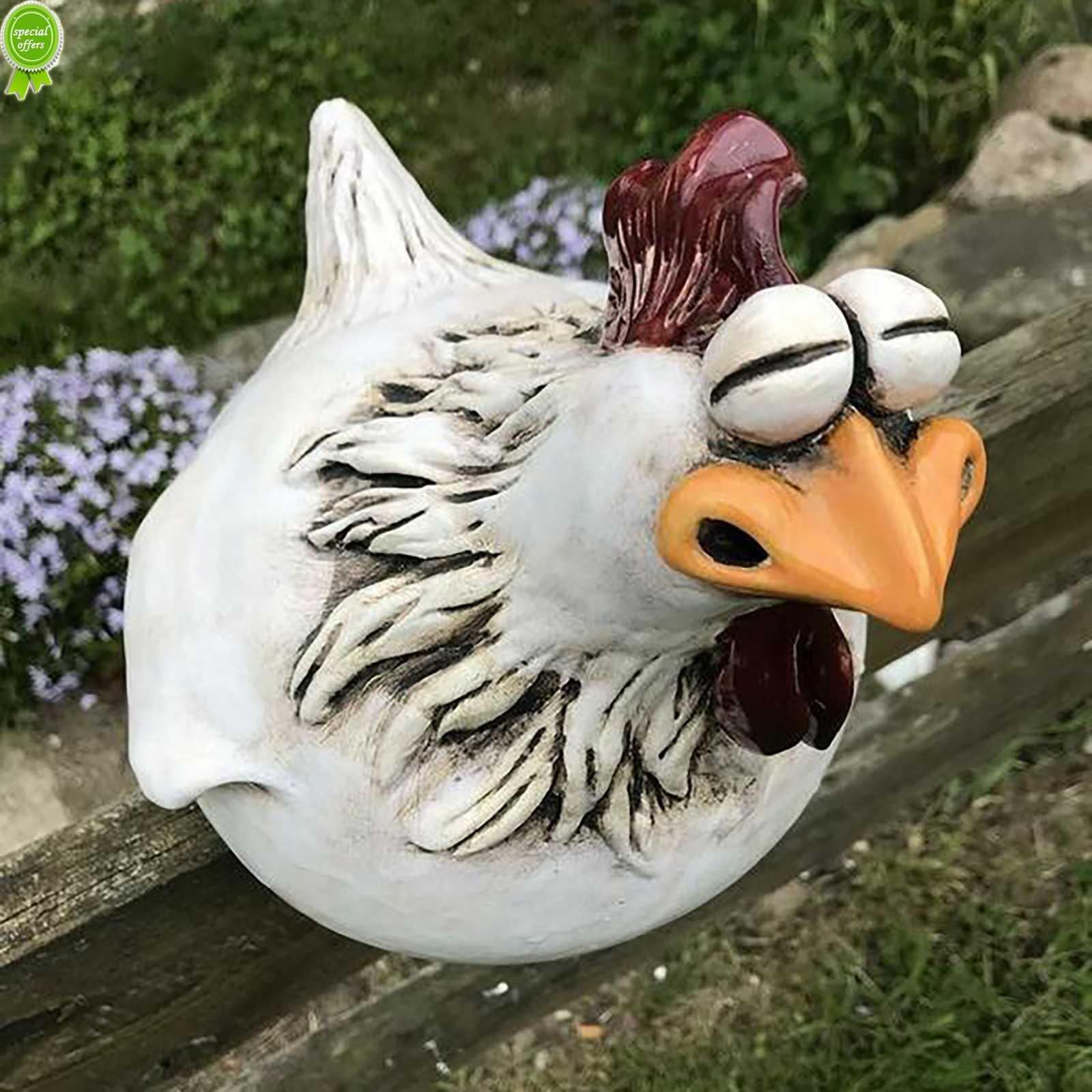 

New Funny Chicken Fence Decor Resin Statues Home Garden Farm Yard Decorations Chicken Hen Sculpture Art Craft Courtyard Housewarming