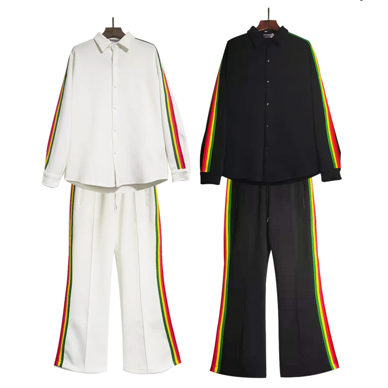 

Designer mens tracksuits men sets Lapel long-sleeved shirt and flared pants woman tracksuits, Black set