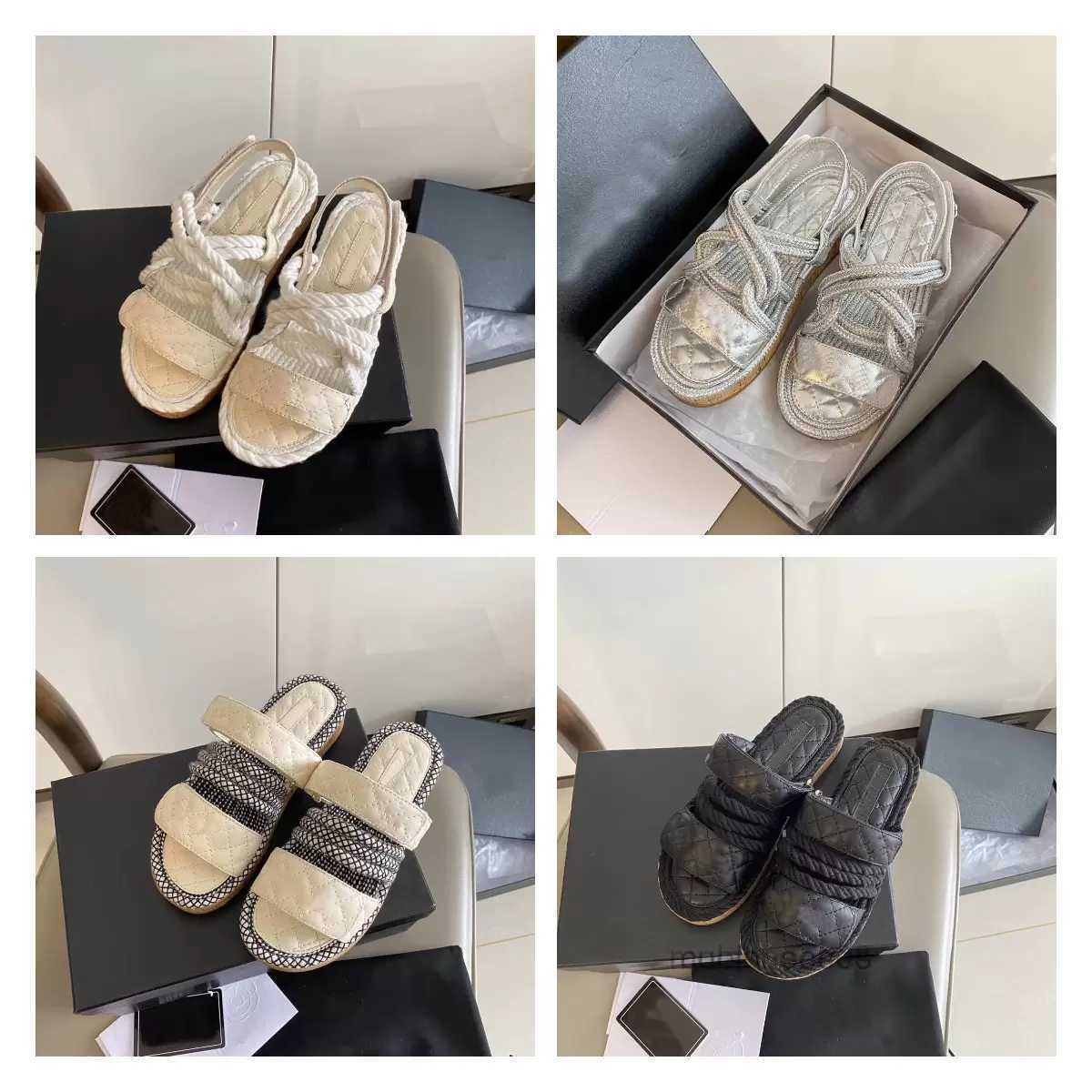 

2023 Luxury Designer Women Sandals Laces Lambskin Summer Leisure Thick-soled Casual Shoes All-match Fashion Comfortable Size 35-40, Color 3