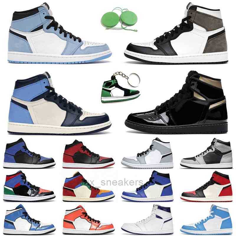 

jumpman 1 Black Metallic Gold men women basketball shoes 1s University Blue Dark Mocha Twist mid Purple Pulse Iridescent Trim mens trainer, Silver toe