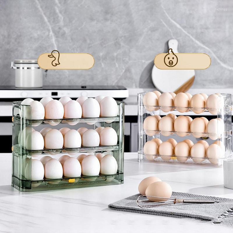 

Storage Bottles Egg Box Large Capacity Automatic Rolling Rack With Date Dial Refrigerator Organizer Food Containers Kitchen Basket