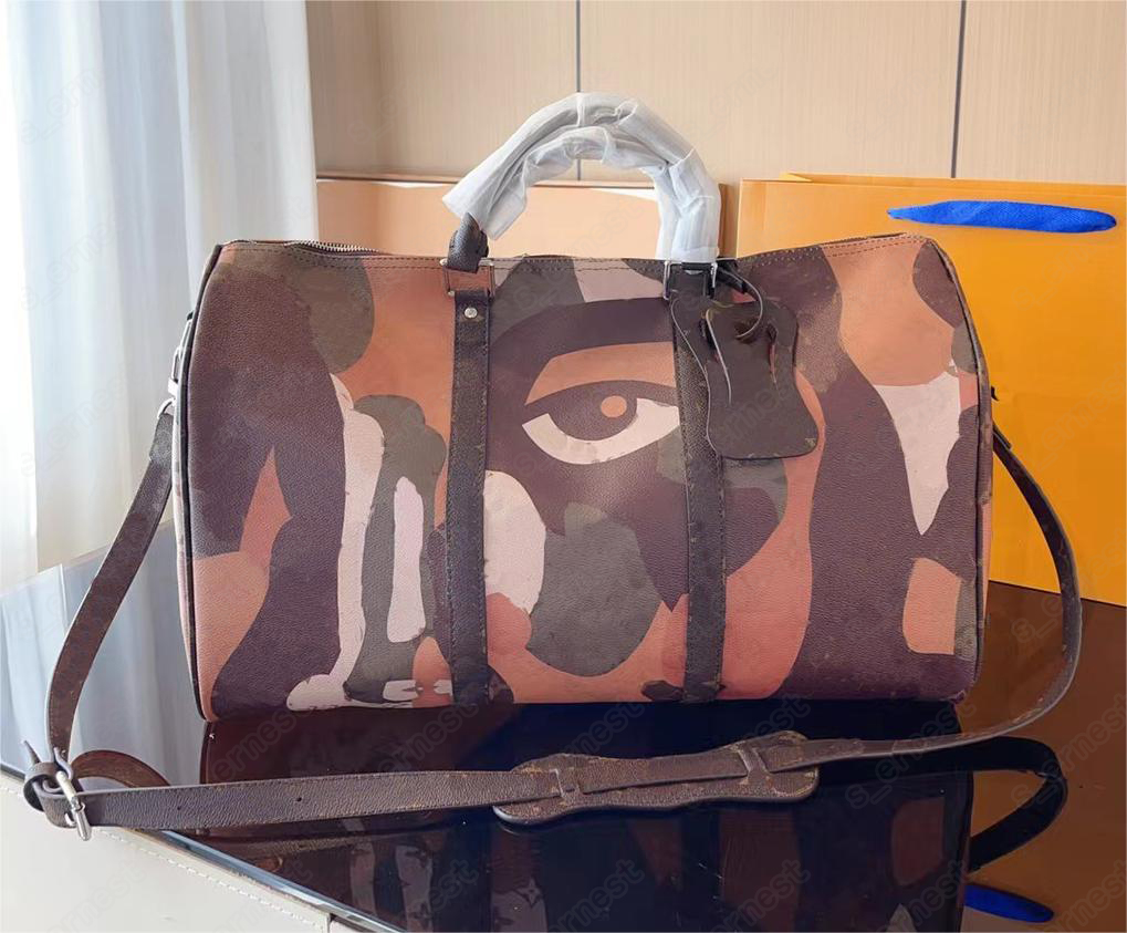 

2023 RUBBER fashion Duffel Bags printed designer men women travel bag, leather luggage handbags large capacity sport 50cm, 01