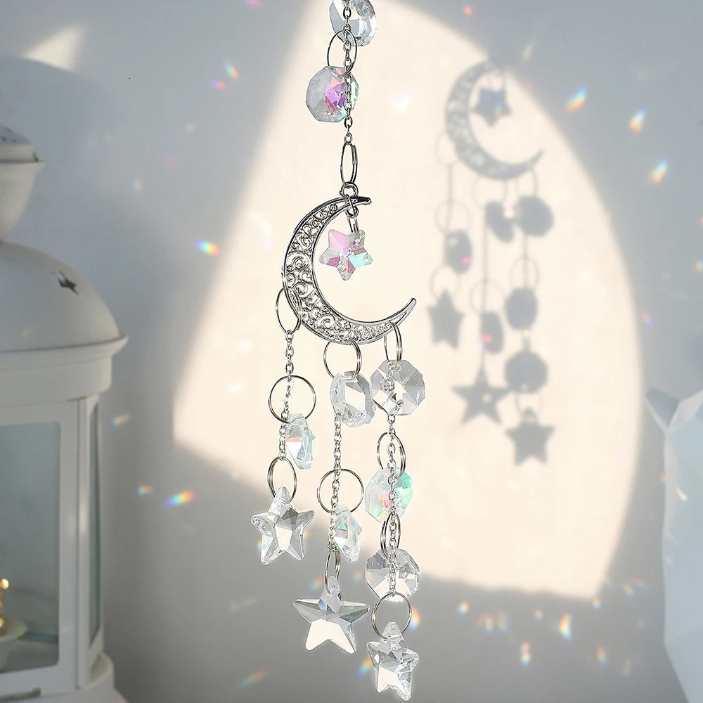 Decorative Objects Figurines Crystal Wind Chimes Dream Catcher Stained Glass Sun Prism Rainbow Maker Window Garden Decoration Outdoor Christmas M-image-1099407941