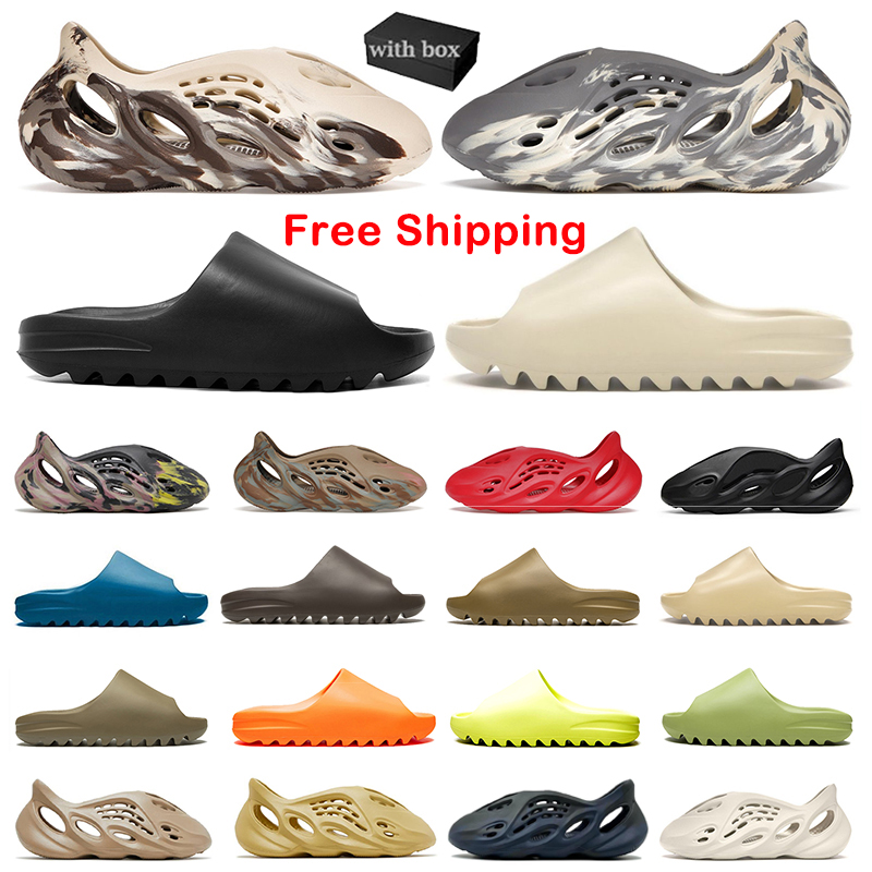 

With box Designer Slippers shoes Men Woman slider Foam Runners Triple Black Bone Desert Sand Earth Brown Vermillion Mineral Onyx Sandals Slide Slipper slides shoe, 16