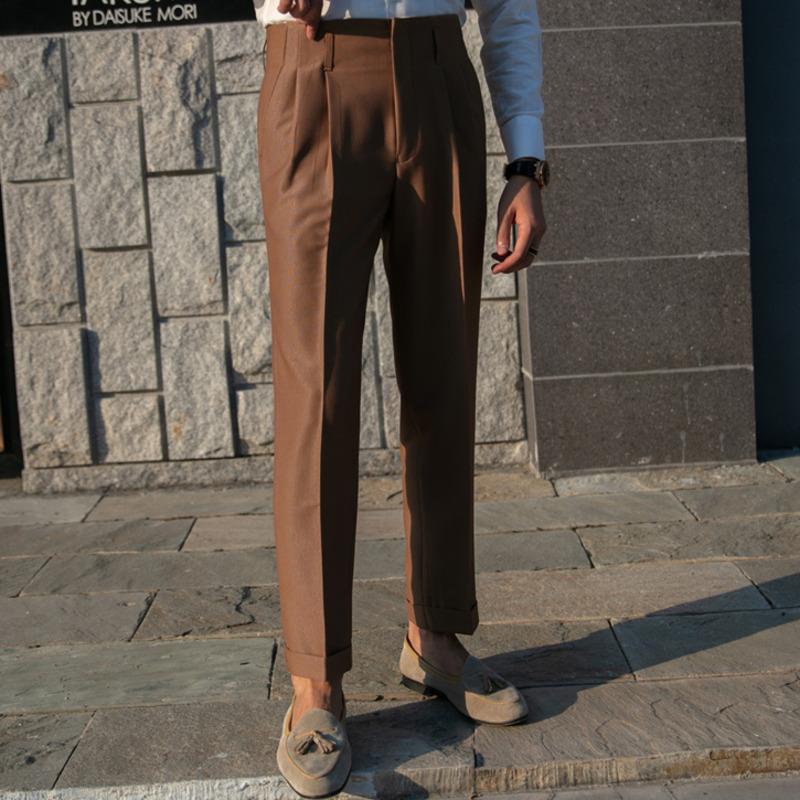 

Blazers British Style Simple High Waist Casual Pants Slim Solid Suit Trousers Pantalon De Travail Pour Homme 2022 Business Korte Homme, Blue