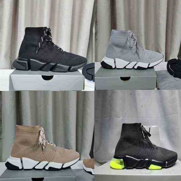 Triple s 2.0 Knit Chaussettes Chaussures Mesh High Race Runners Hommes et femmes Designer Sneakers Plate-forme avec lacets Casual Trainers
