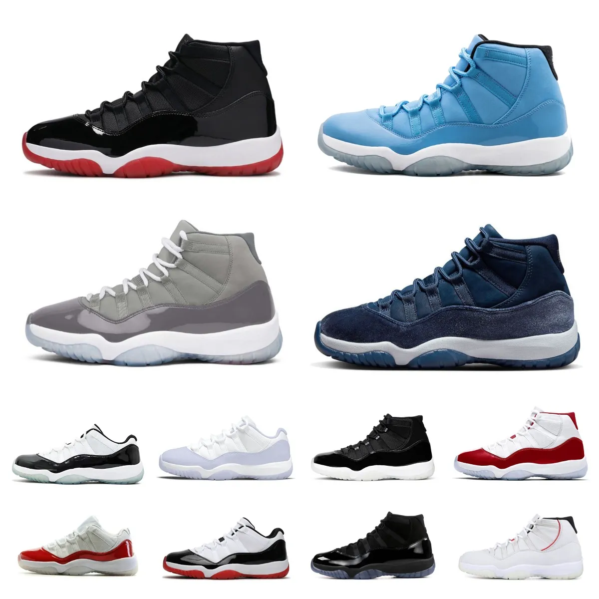 Chaussures de basket-ball 11s Jubilee 25e anniversaire Cool Grey Playoffs Bred Gamma Blue Cap et robe Space Jam Concord Midnight Navy Femmes bask