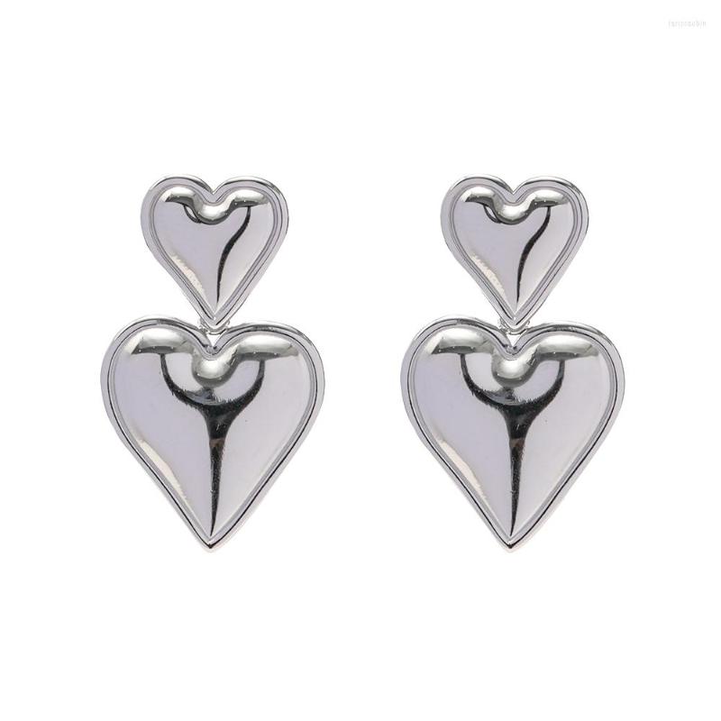 

Hoop Earrings Uworld Luxury Trendy Double Heart Shaped 18K Stainless Steel Gold Plated Smooth Love Titanium Drop For Women
