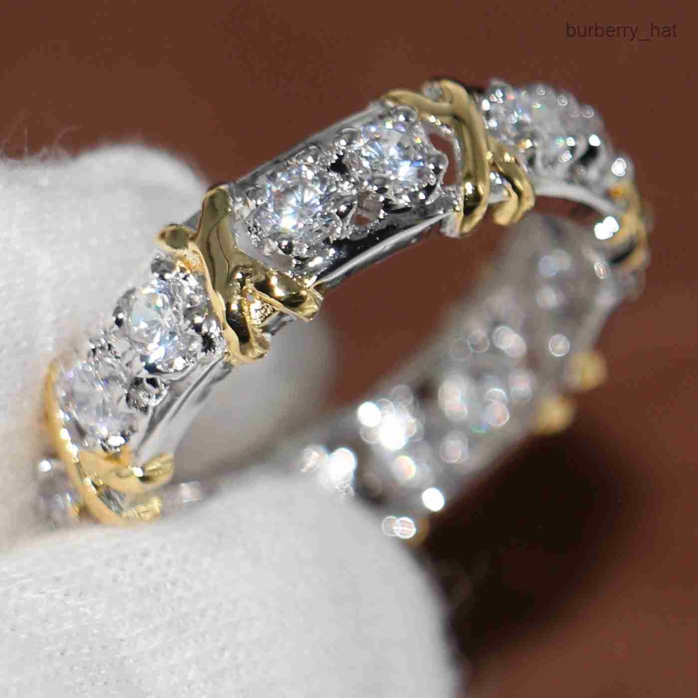 

Wholesale Professional Eternity Diamonique CZ Simulated Diamond 10KT White Yellow Gold Filled Wedding Band Cross Ring Size 5-11