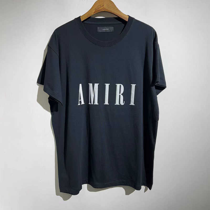 

Designer Fashion Clothing Tees Tshirt Amiiri Foam Letter Spring summer 160g Soft Glutinous Lightweight Short Sleeve T-shirt Back Skull Trendy Loose Tee Streetwear, Black