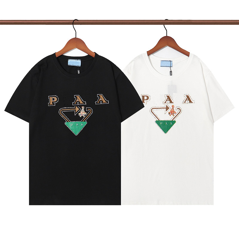 

New Luxury brands Men' T-shirt Italy trendy Clothing PAA triangle letter Print couple fashion Eurocode summer Cotton Round neck mens womens Short sleeve tops tees, Logo p r a d a