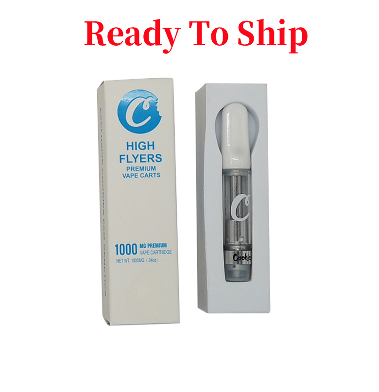 

Cookies High Flyers 510 Ceramic Vape Cartridge Atomizer 0.8ML 1ML Empty Vapes Pen Cartridges Glass Thick Oil Vaporizer Pens Screw Tip on