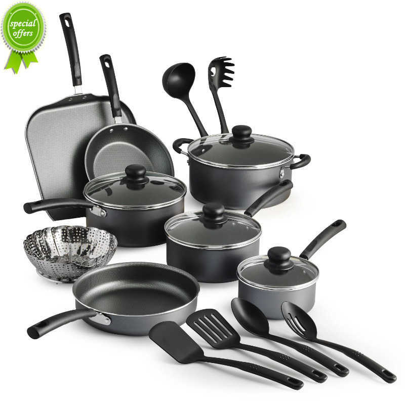 

New Tramontina Primaware 18 Piece Non-stick Cooking Pot Cookware Set Steel Gray/Red Pots and Pans Set