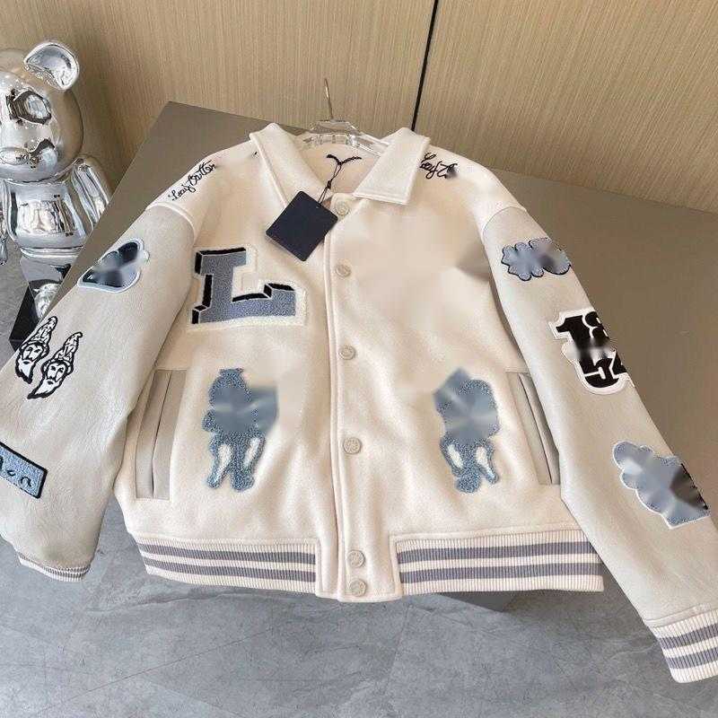 

Luxury designer jacket men women baseball jackets wool sweatshirt 3D embroidered cardigan coat Casual Jacket, Creamy-white